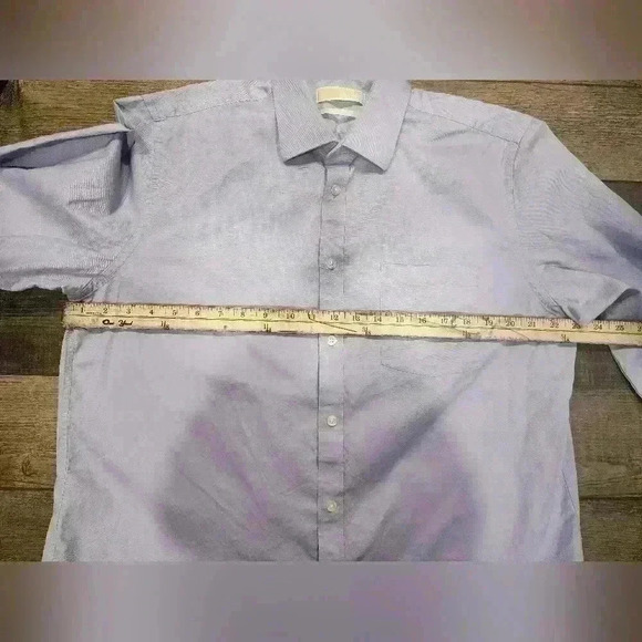 MICHAEL KORS Purple Blue Men's Sz 16.5 34/35 Long Sleeve Button-Down Dress Shirt - Picture 4 of 5